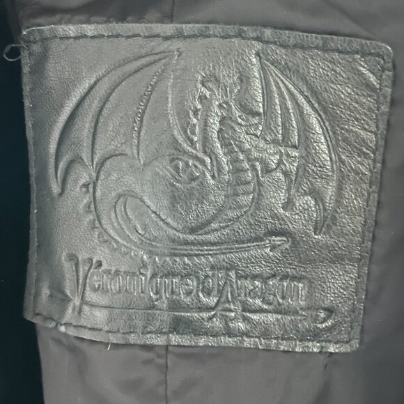 *RARE* Leather Moto Jacket Coat by Montreal Designer Veronique D’Aragon MEDIUM - Picture 6 of 9